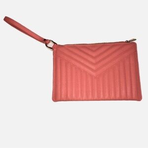 Large Quilted Faux Leather Wristlet Clutch Light Coral A New Day Spring Summer